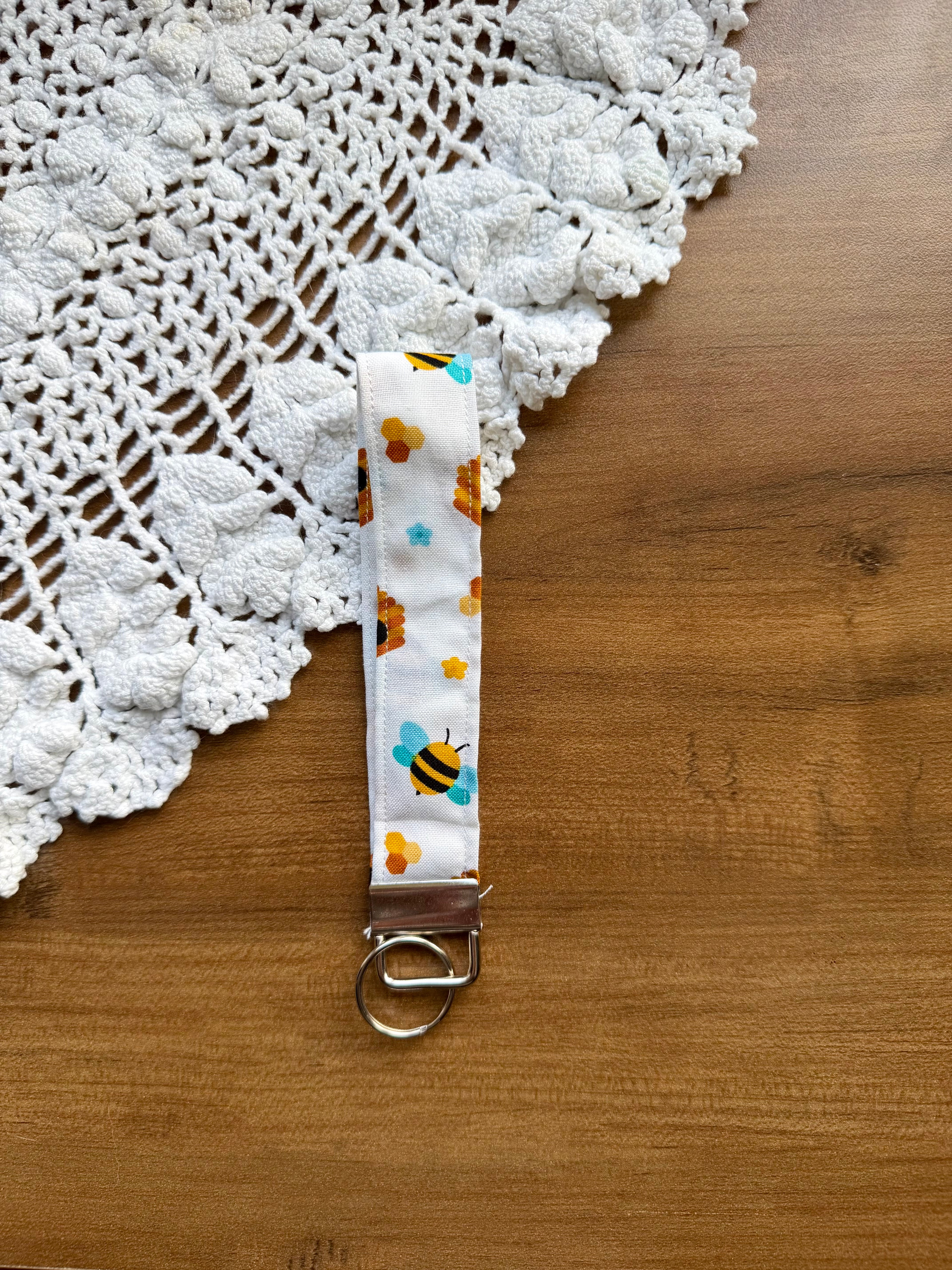 Basic Bees Wristlet w/ Silver Keychain