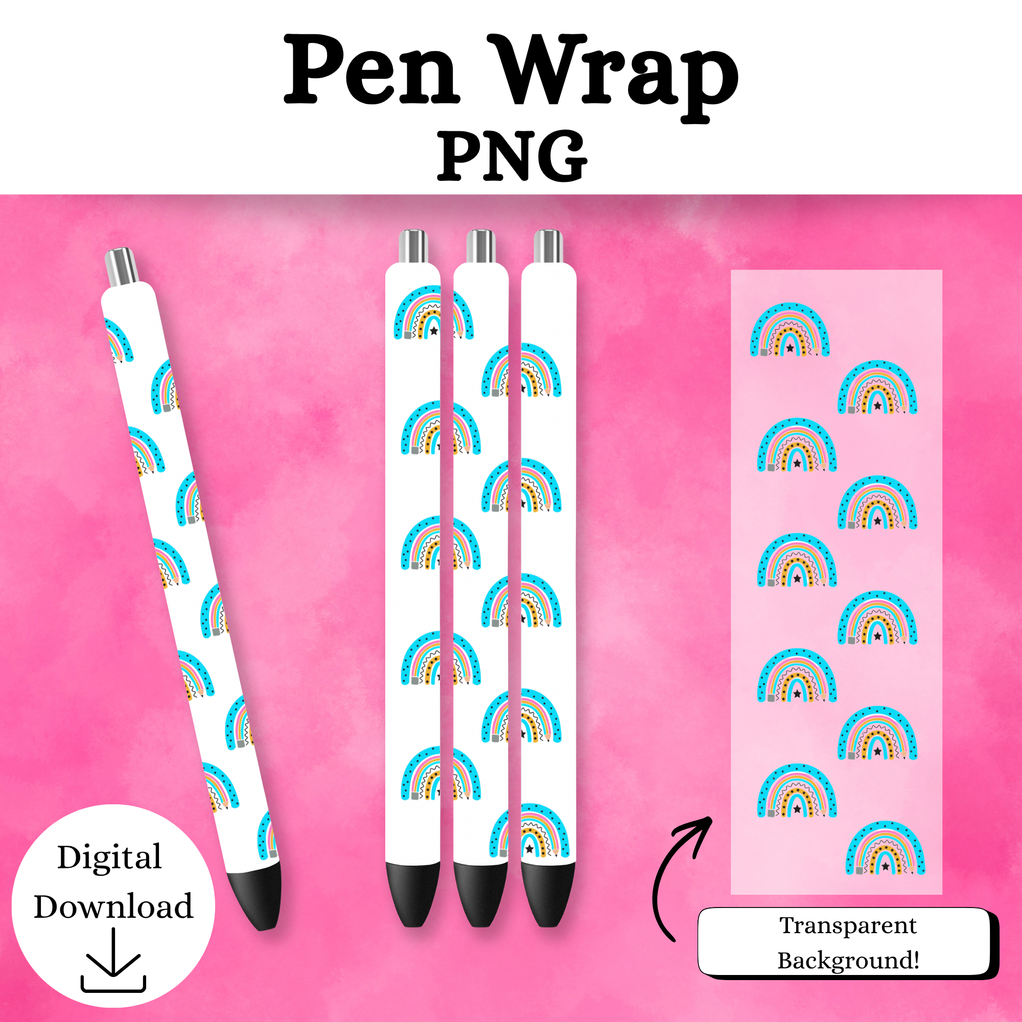 Blue Pencil Rainbow Pen Wrap DIGITAL