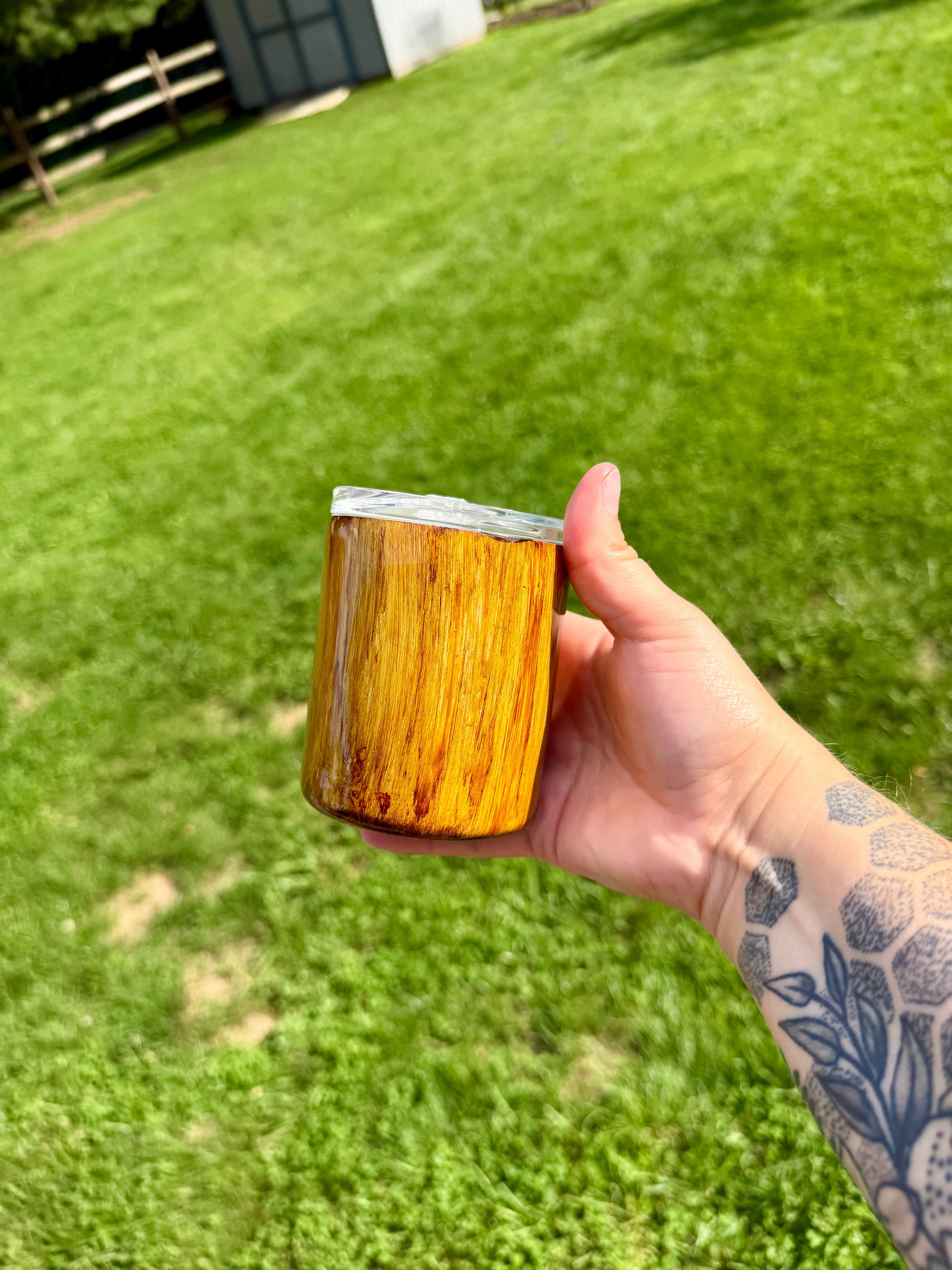 Wood Grain Veteran Flag Mini Tumbler