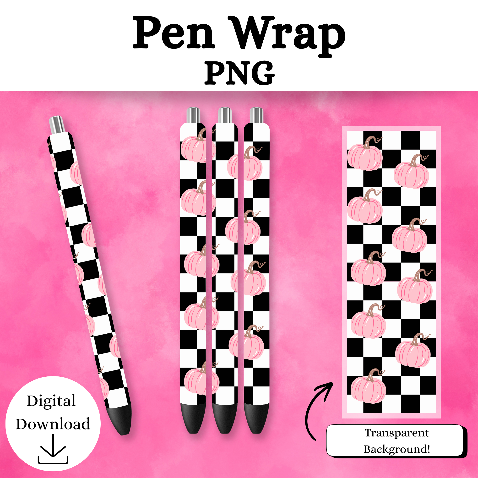 Pink Pumpkin Pen Wrap DIGITAL
