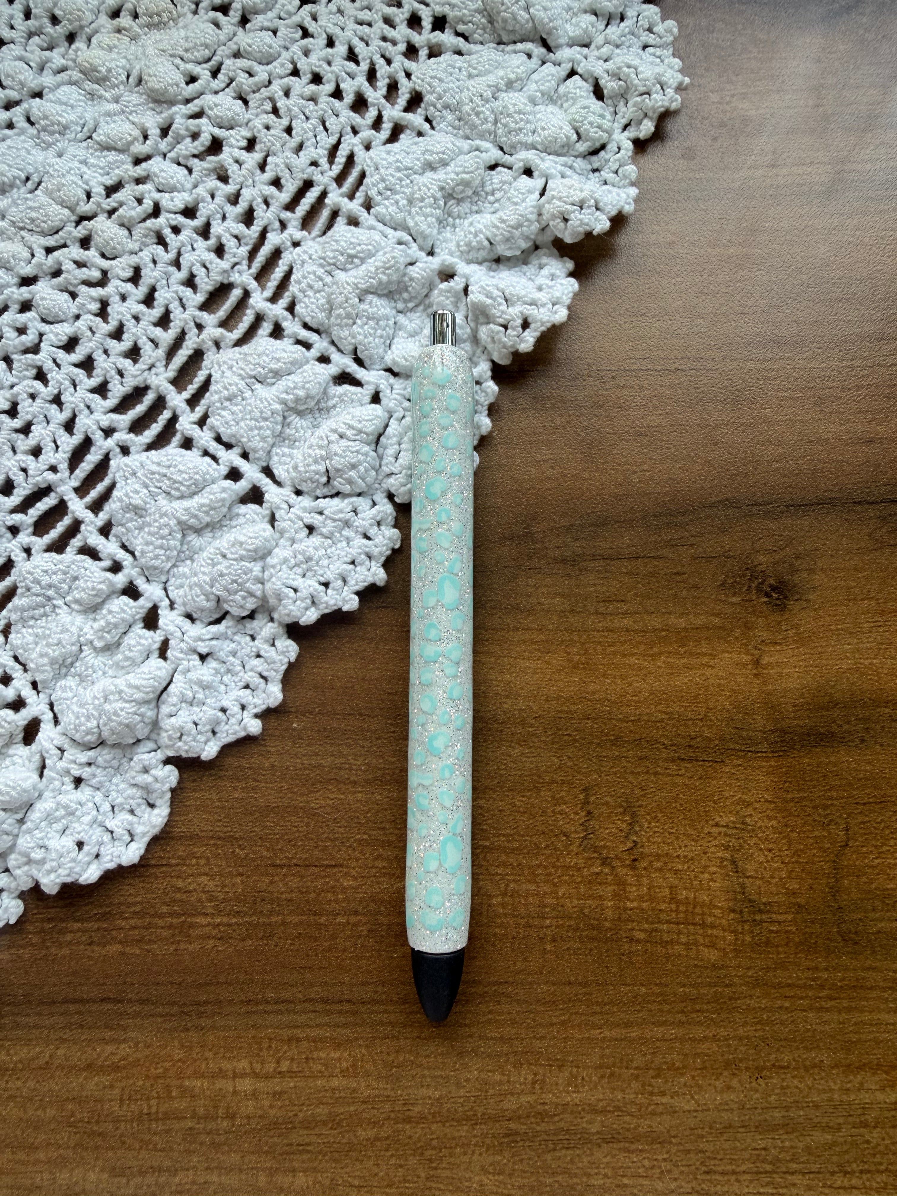Teal Cheetah Pen