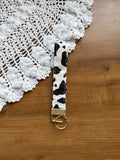 Cow Print Wristlet w/ Gold Keychain