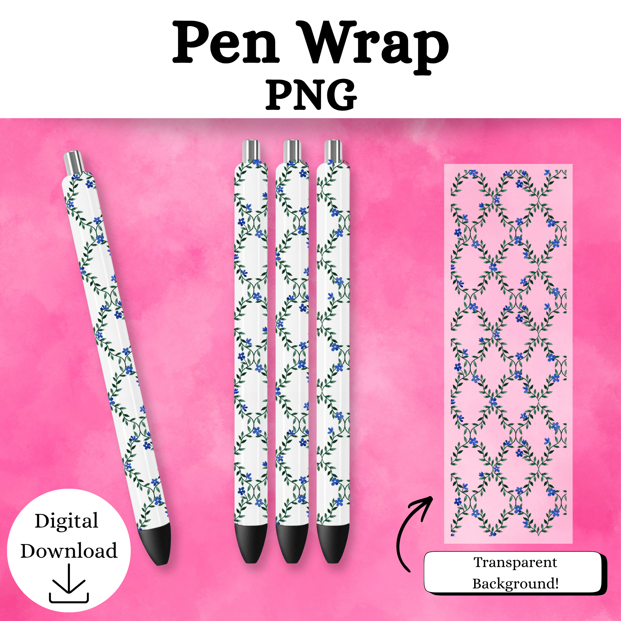 Floral Lattice Pen Wrap DIGITAL