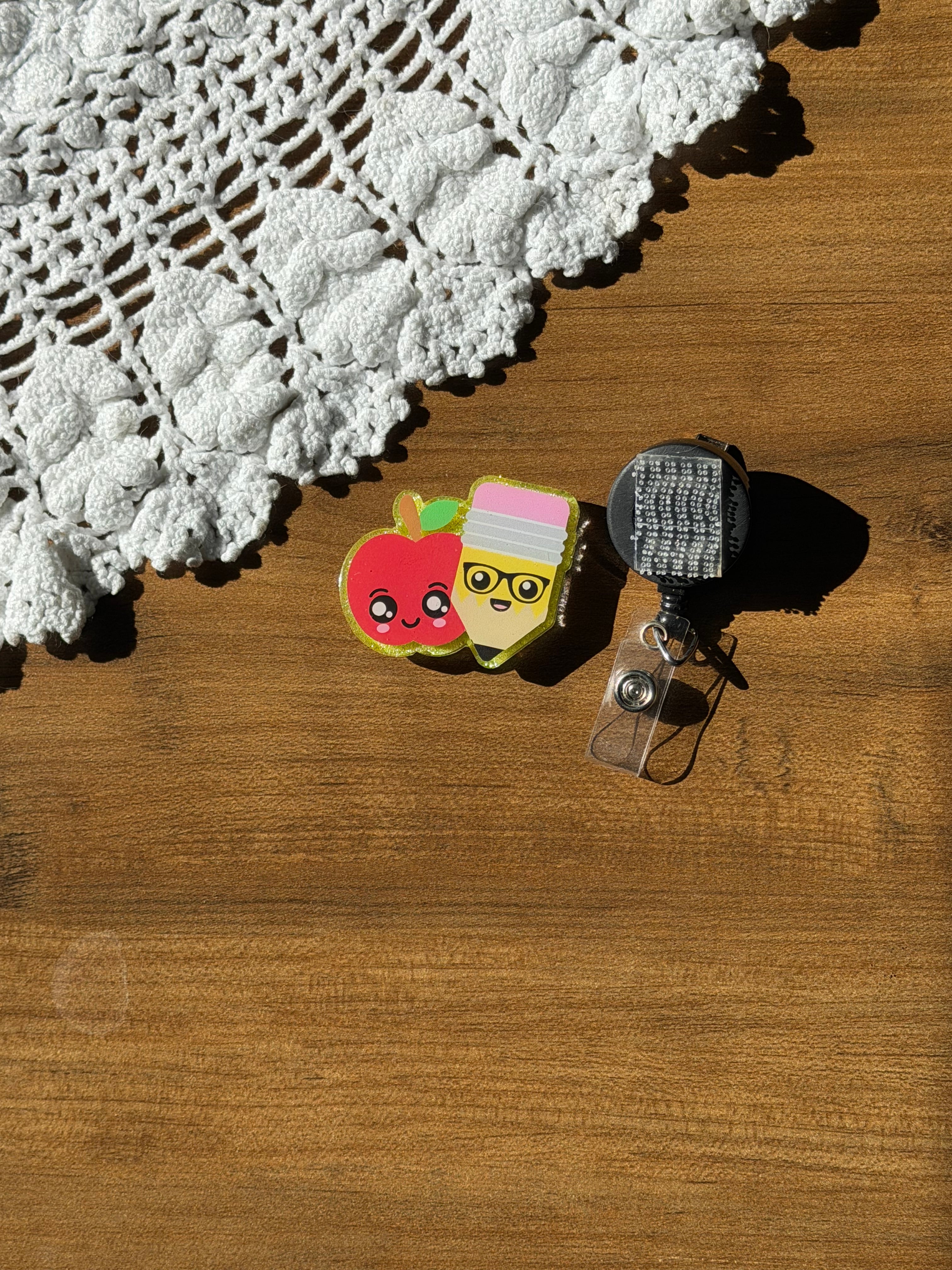 Apple & Pencil Badge Reel