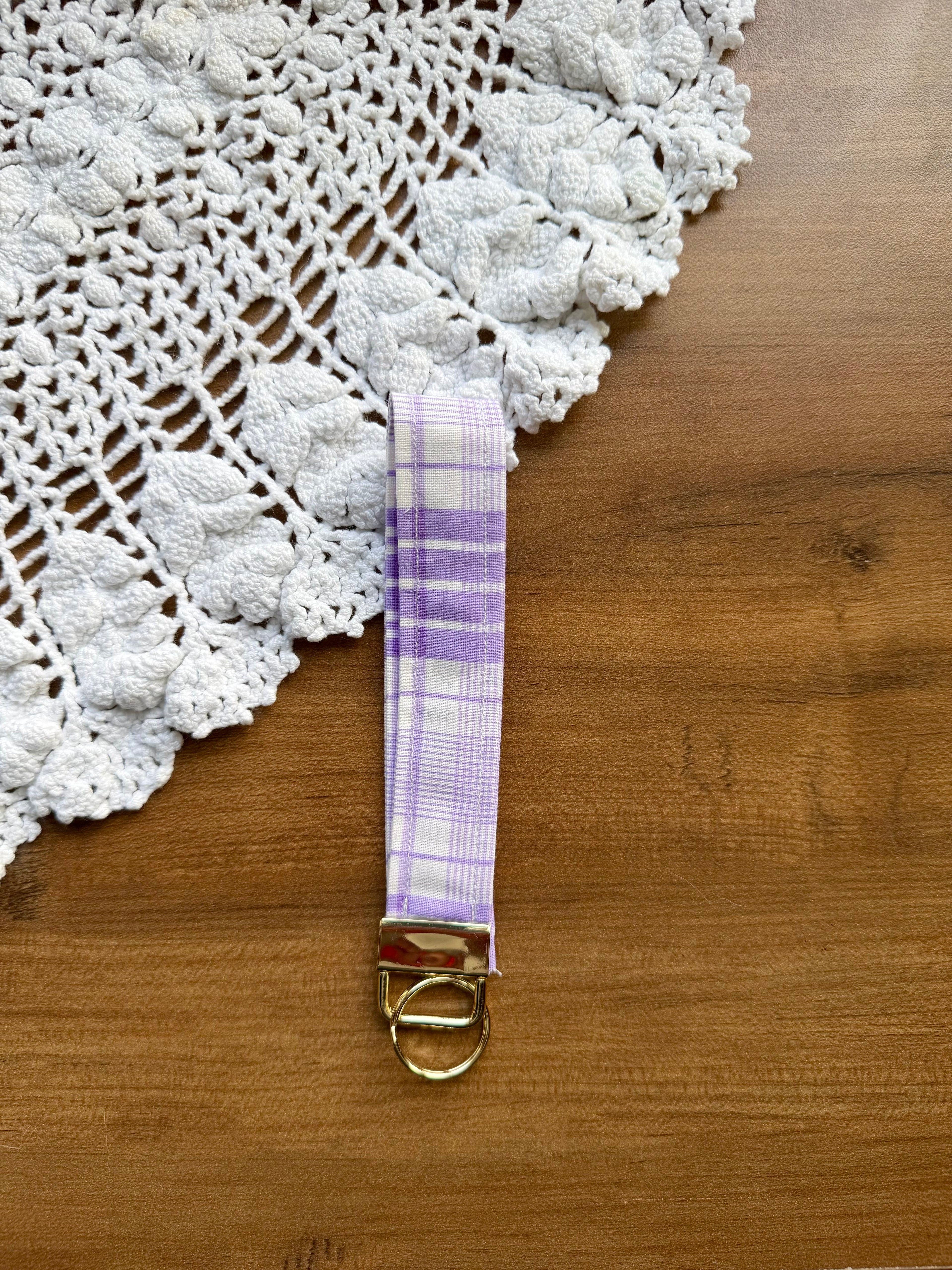 Purple Plaid Wristlet w/ Gold Keychain