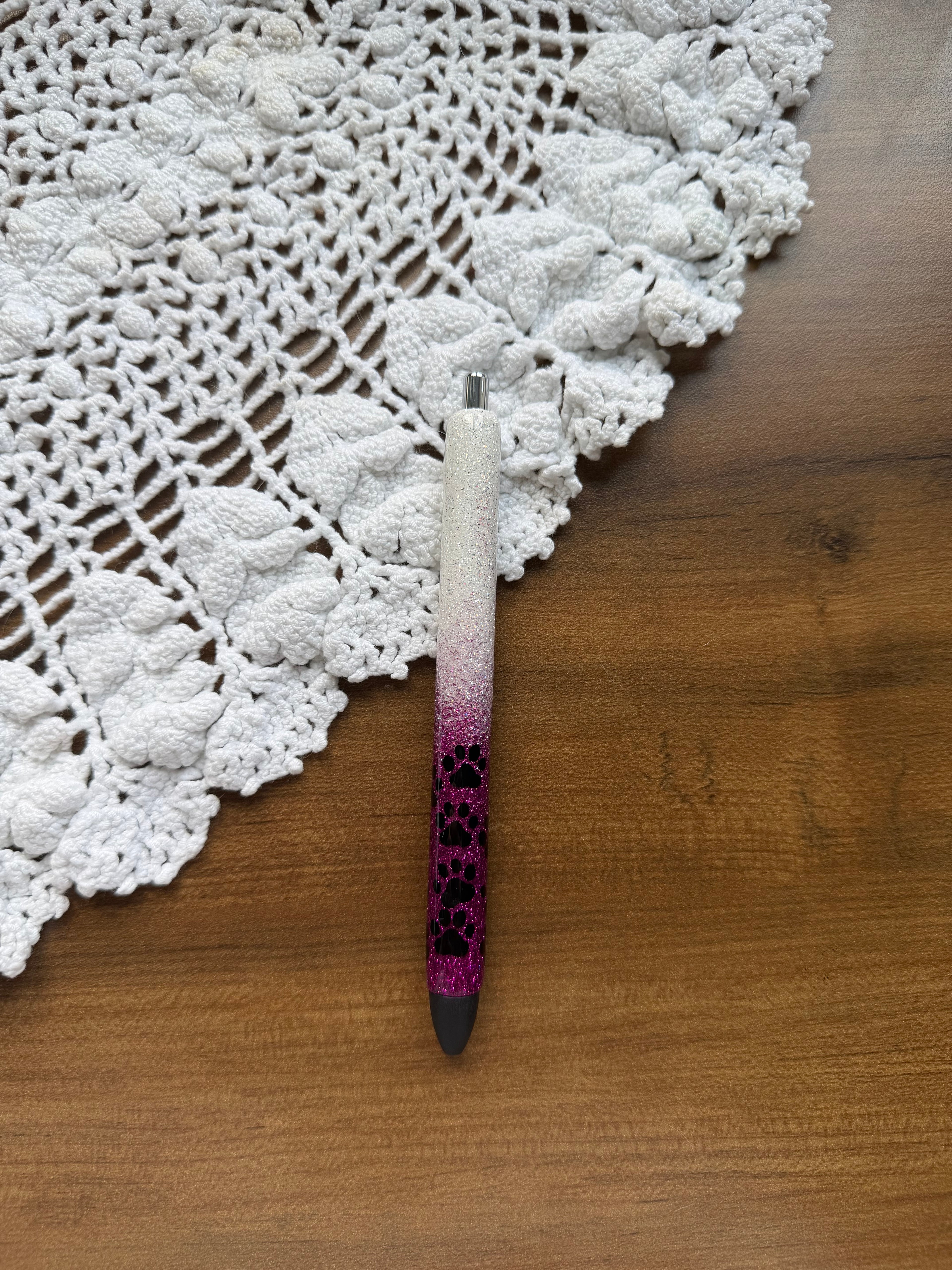Plum Ombre Paw Print Pen