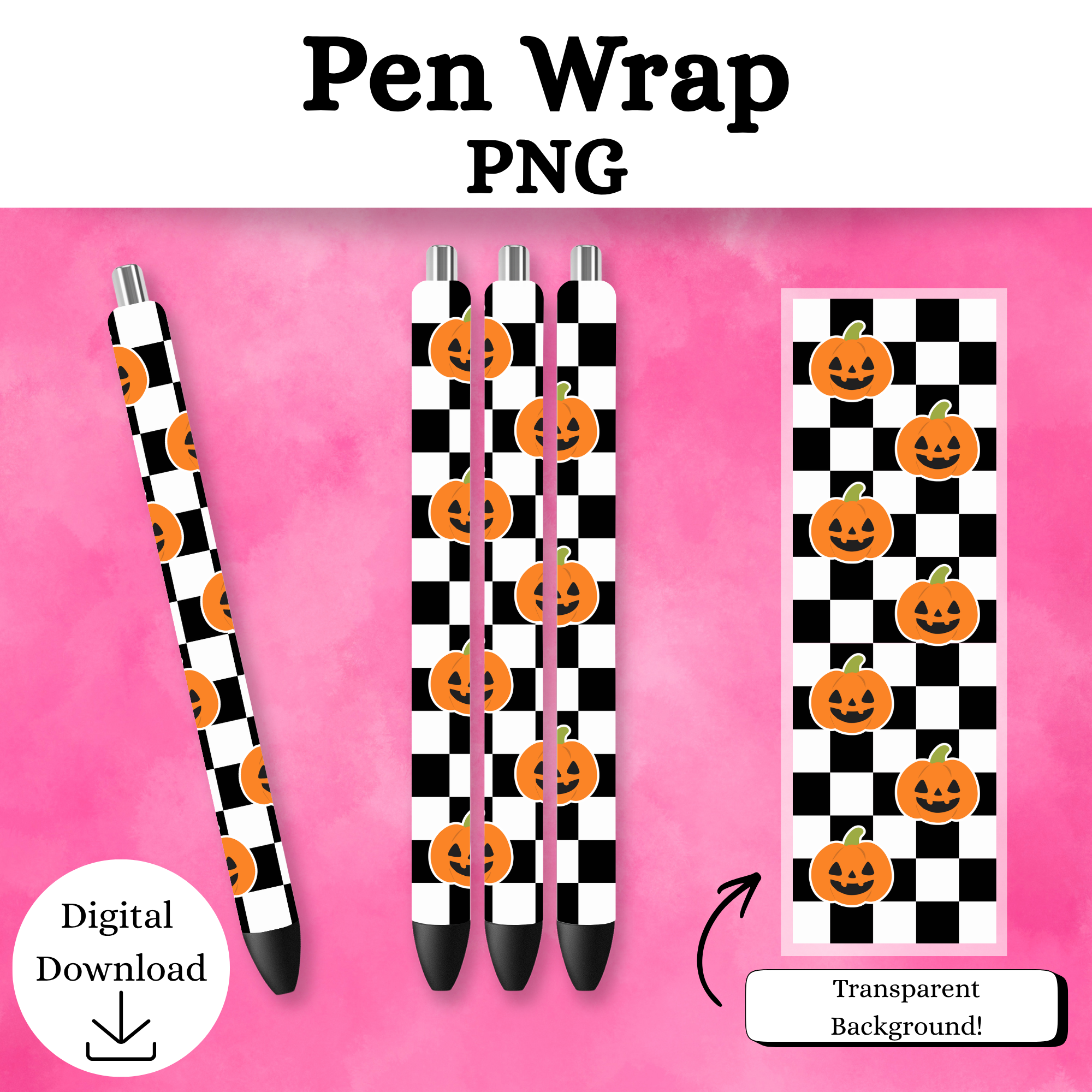 Checkered Pumpkin Pen Wrap DIGITAL