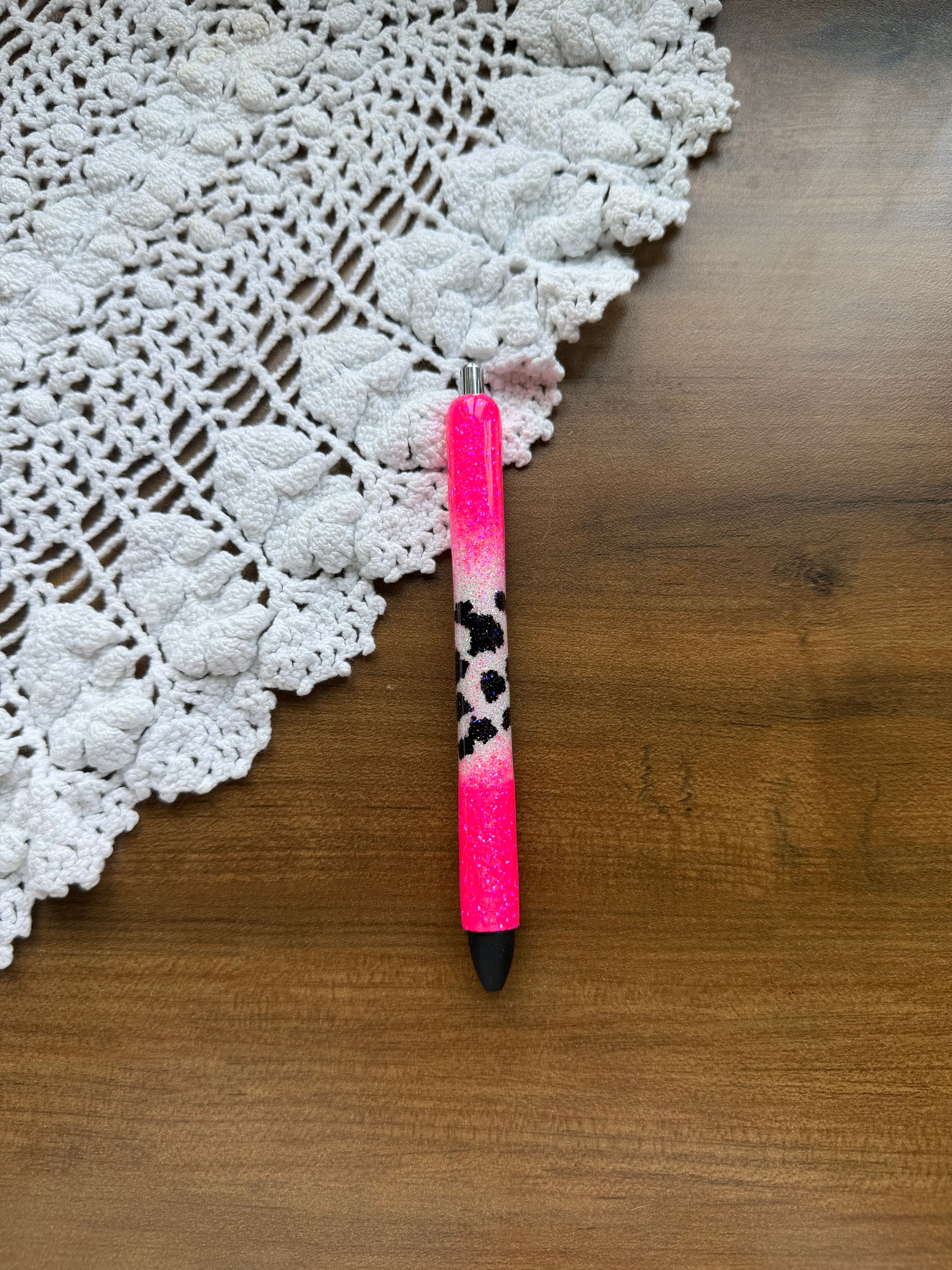 Pink Ombre Cow Print Pen