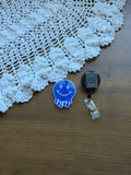 Blue Drippy Smiley Badge Reel