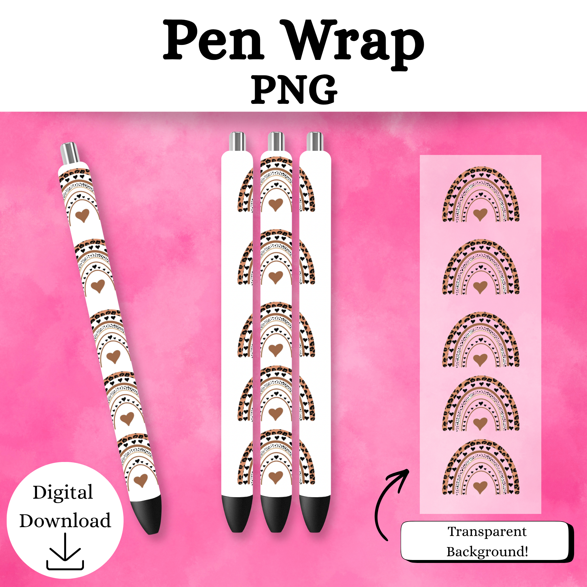 Cheetah Rainbow Pen Wrap DIGITAL