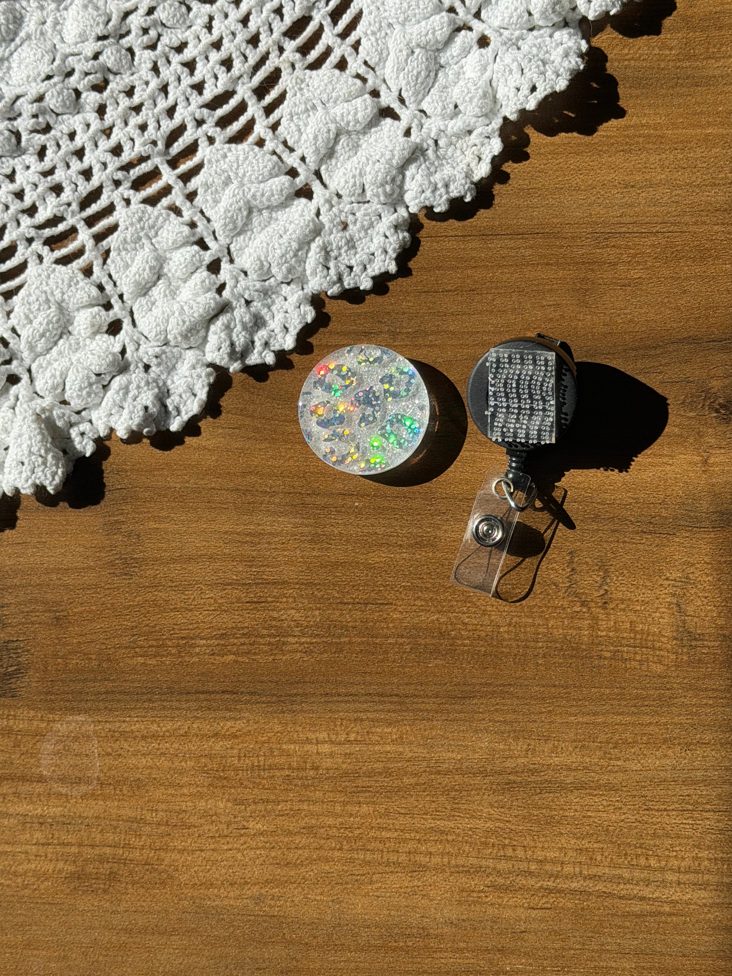 Holographic Cheetah Spots Badge Reel